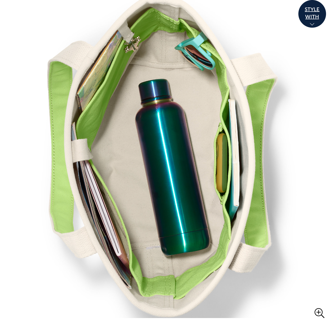 Medium Natural 5 Pocket Open Top Canvas Tote Bag