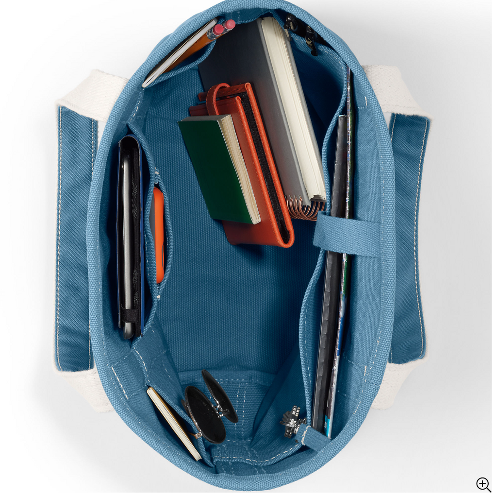 Medium Solid Color 5 Pocket Open Top Canvas Tote Bag