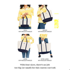 Medium Solid Color 5 Pocket Open Top Canvas Tote Bag