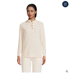 Women's Long Sleeve Waffle Knit Button Placket Top