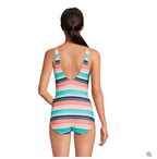 Women's Chlorine Resistant Scoop Neck Soft Cup Tugless Sporty One Piece Swimsuit Print