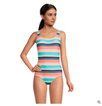 Women's Chlorine Resistant Scoop Neck Soft Cup Tugless Sporty One Piece Swimsuit Print