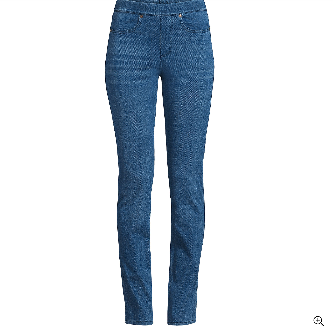 Women's Starfish Mid Rise Pull On Knit Denim Straight Jeans