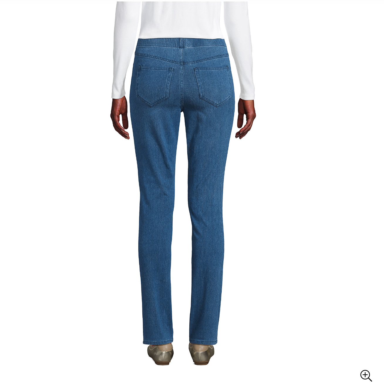 Women's Starfish Mid Rise Pull On Knit Denim Straight Jeans
