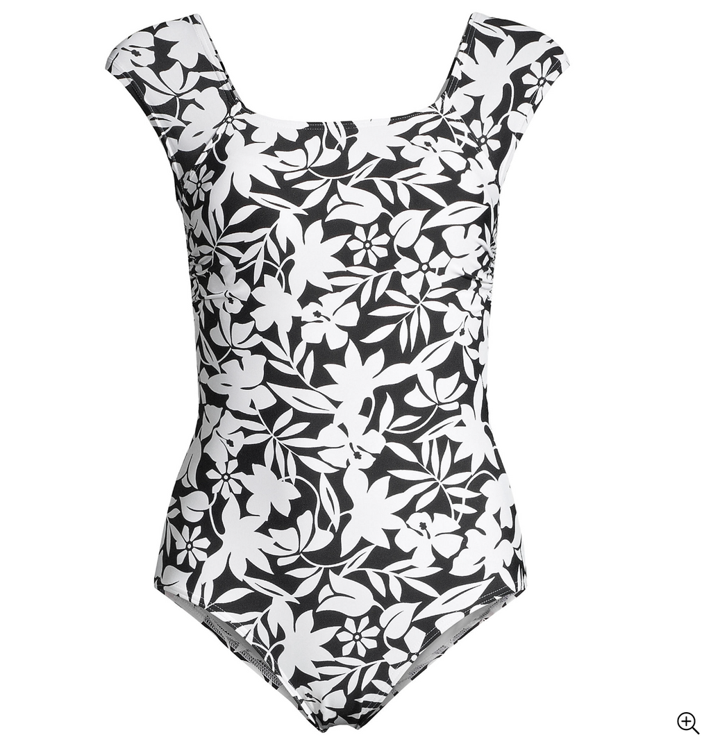 Women's Chlorine Resistant Tummy Control Cap Sleeve X-Back One Piece Swimsuit