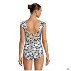 Women's Chlorine Resistant Tummy Control Cap Sleeve X-Back One Piece Swimsuit