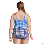 Draper James x Lands' End Women's Plus Size Tummy Control Chlorine Resistant Wrap One Piece Swimsuit