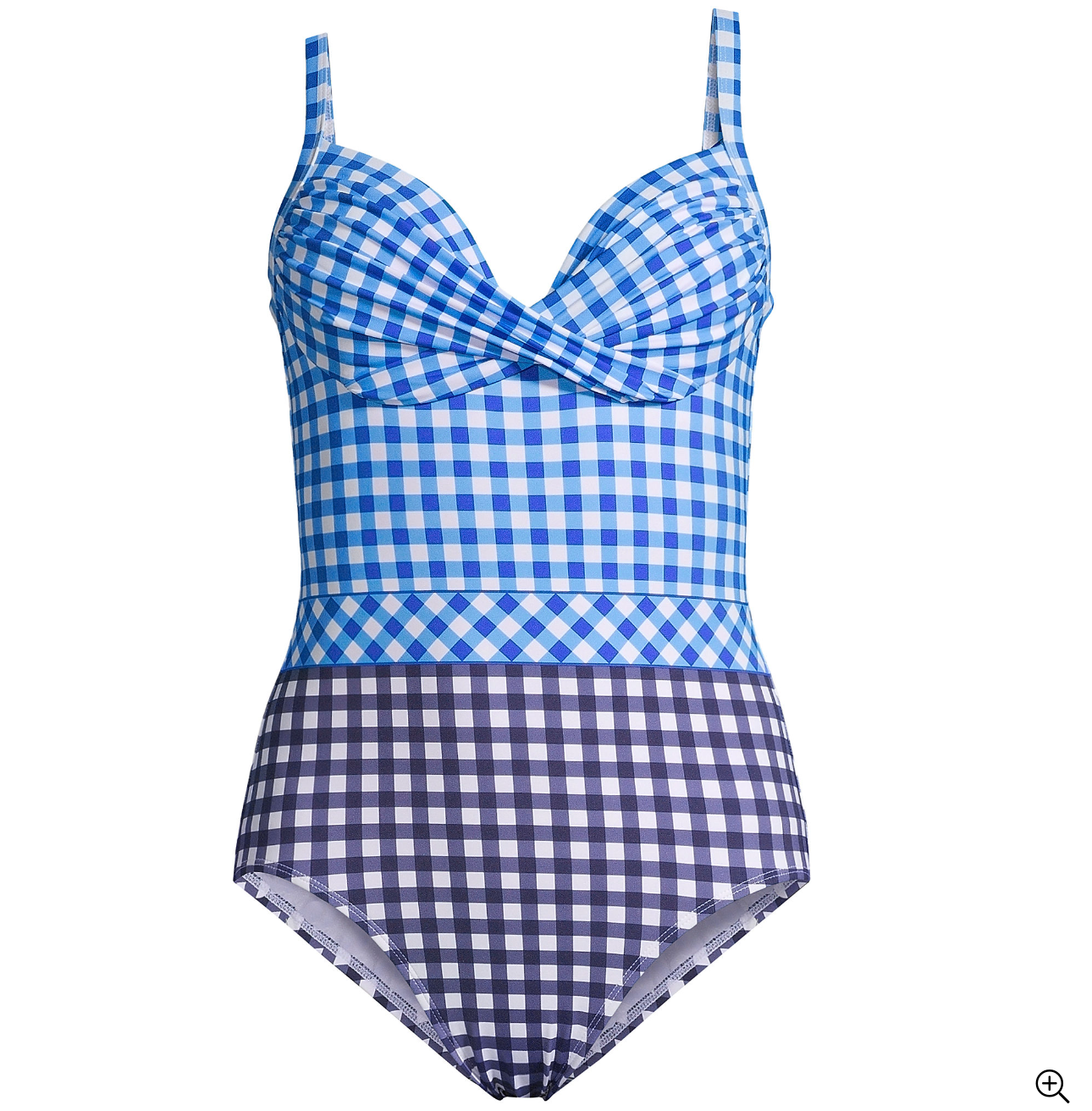 Draper James x Lands' End Women's Plus Size Tummy Control Chlorine Resistant Wrap One Piece Swimsuit