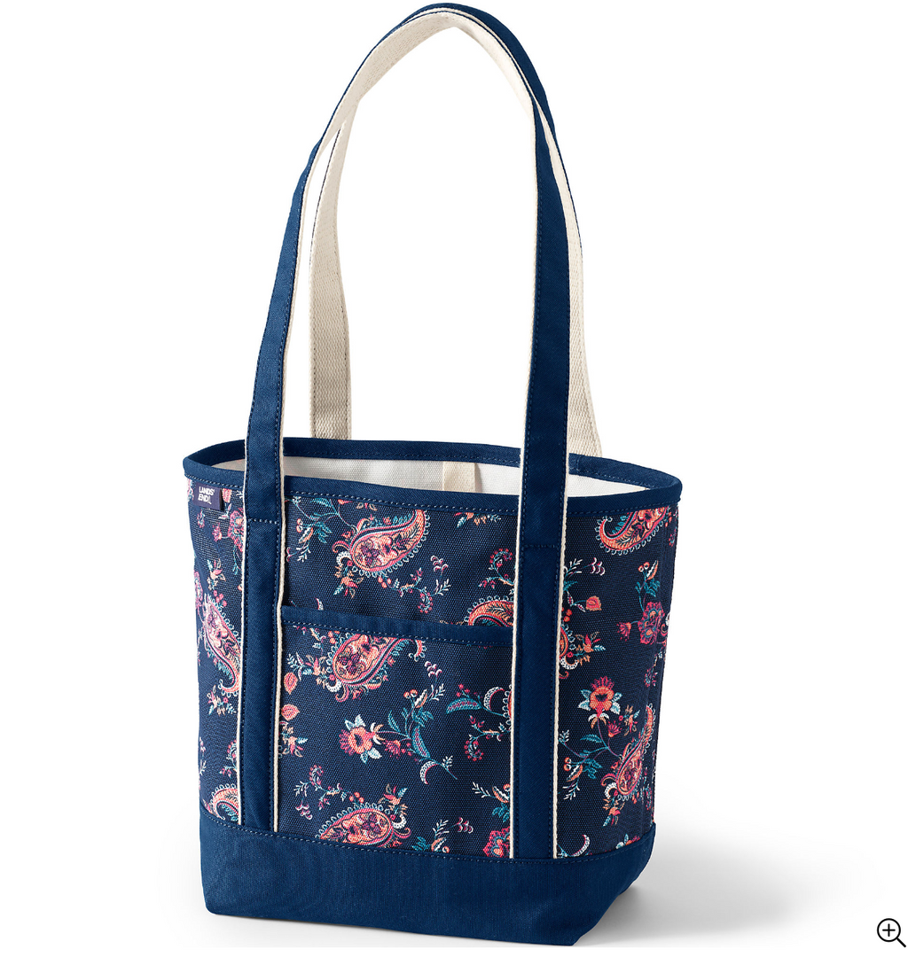Medium Print 5 Pocket Open Top Canvas Tote Bag
