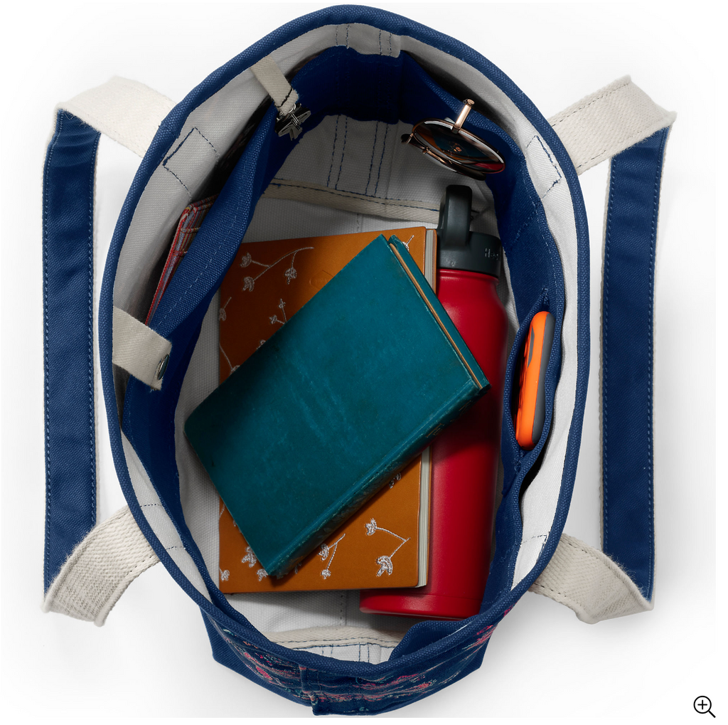 Medium Print 5 Pocket Open Top Canvas Tote Bag