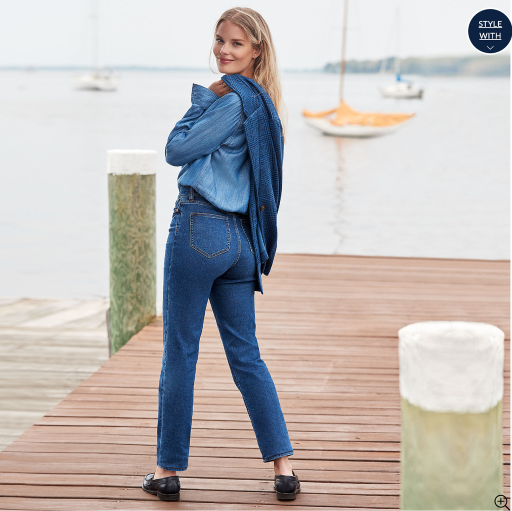 Women's Recover High Rise Straight Leg Blue Jeans