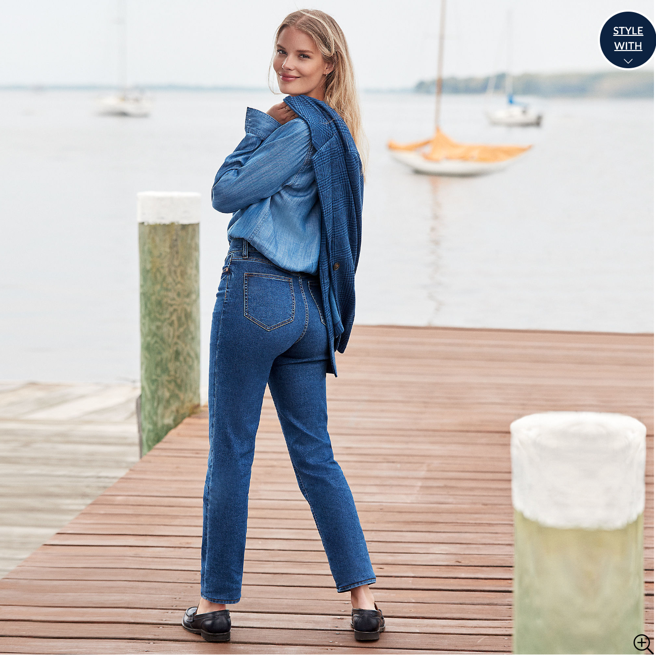 Women's Recover High Rise Straight Leg Blue Jeans