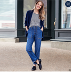 Women's Recover High Rise Relaxed Straight Leg Utility Blue Jeans