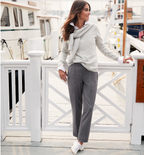 Women's Starfish High Rise Pintuck Straight Leg Elastic Waist Pull On Ankle Pants