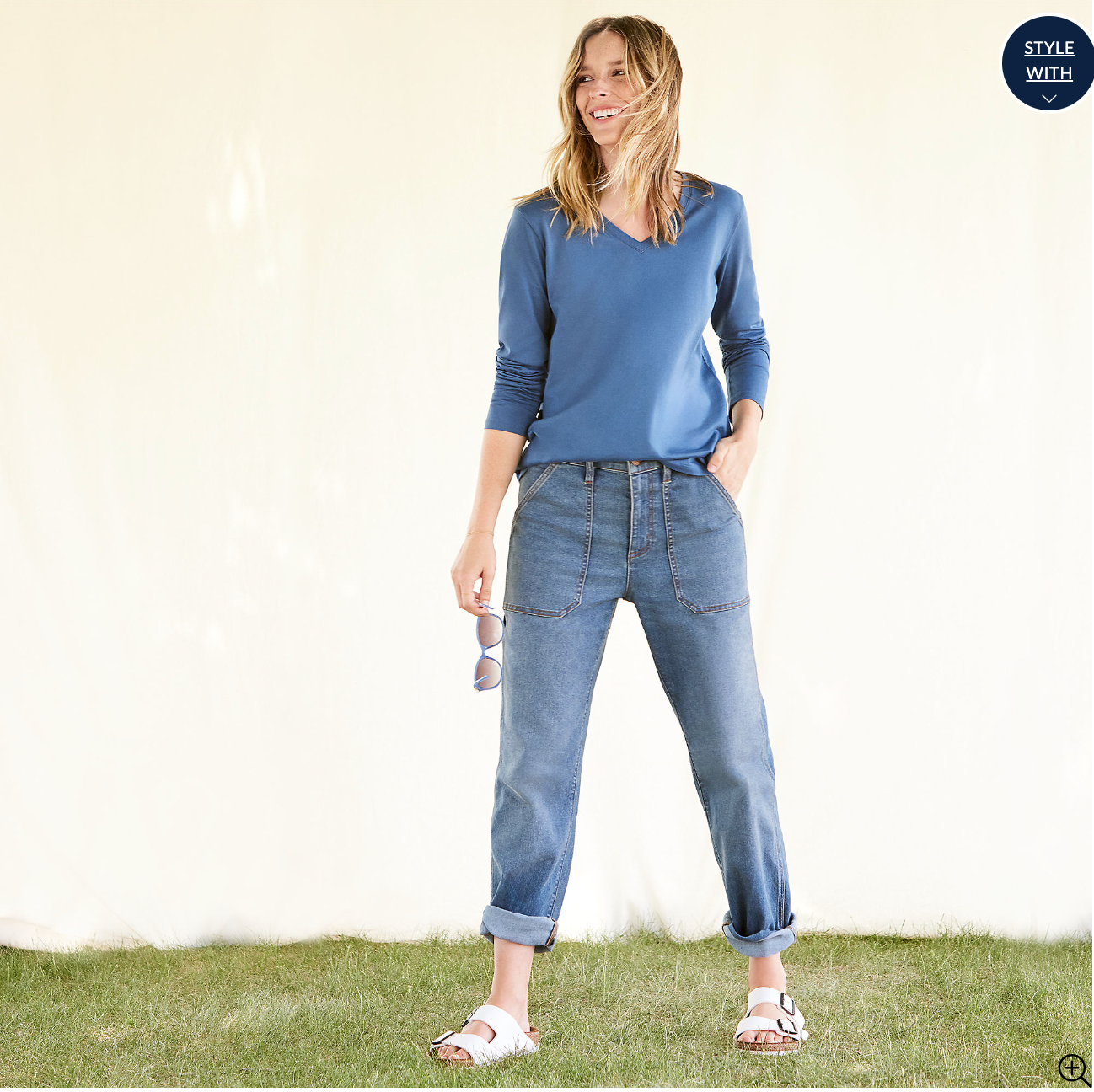 Women's Recover High Rise Relaxed Straight Leg Utility Blue Jeans